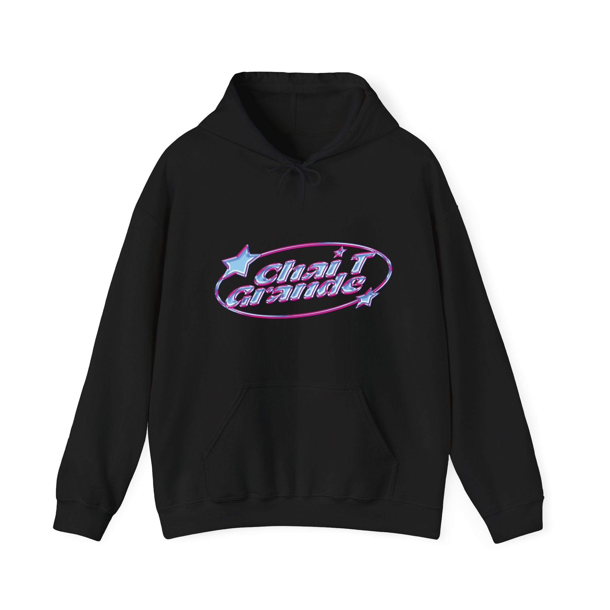 Black hoodie with 'Chai Grande' logo on a white background