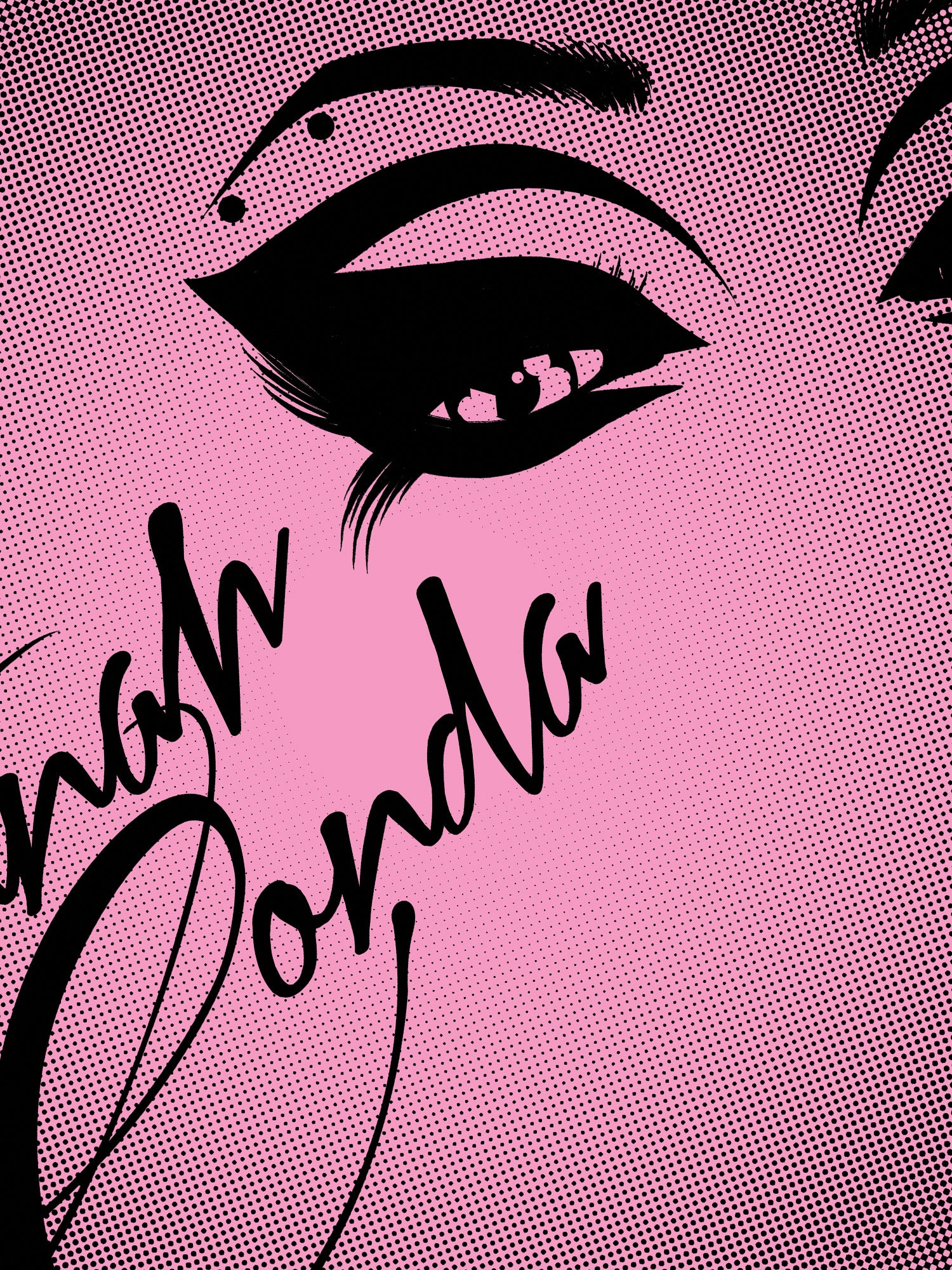 Black eye makeup illustration on a pink background with 'Dior' branding.