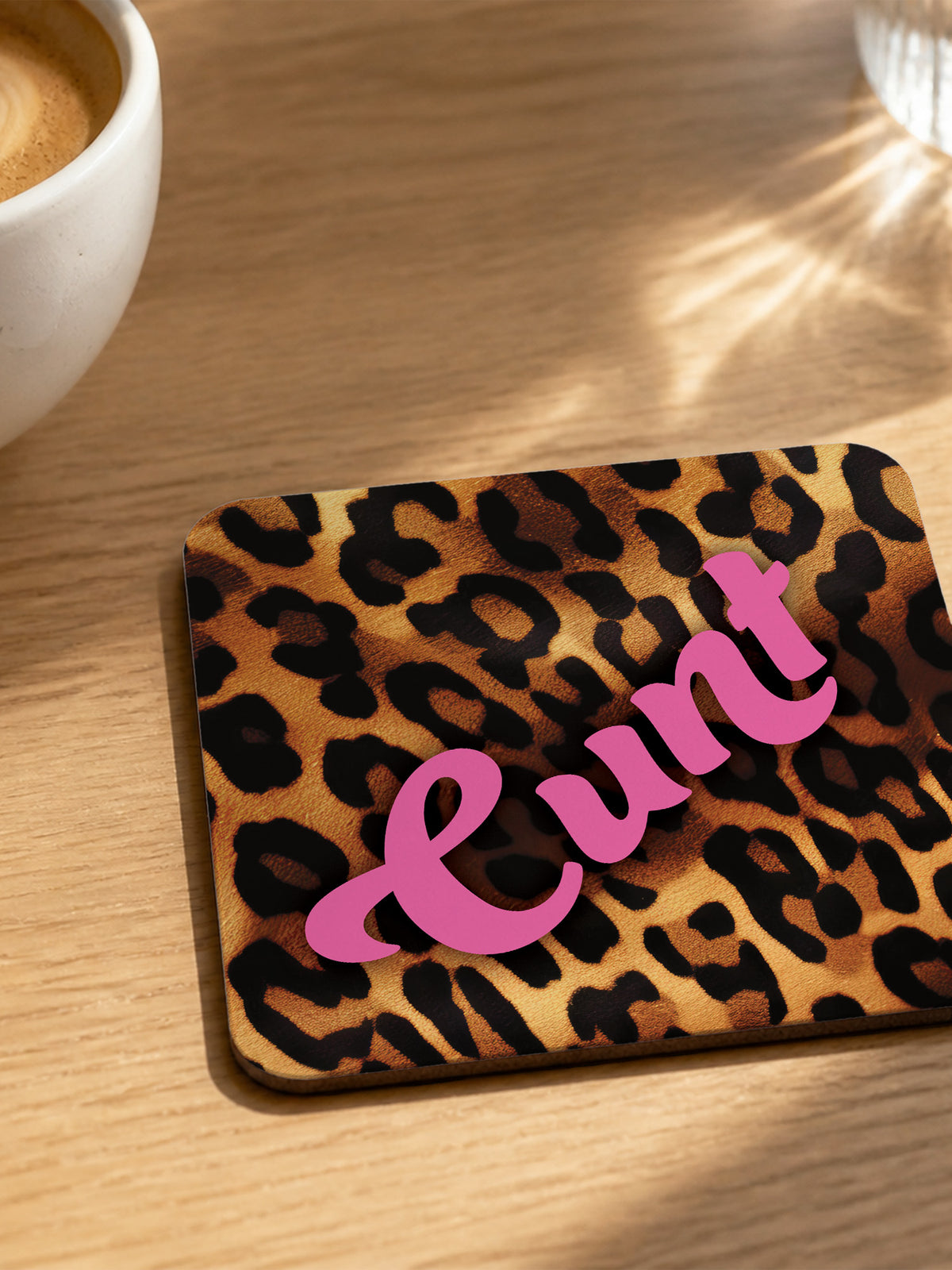 Cunt Leopard Print Coaster