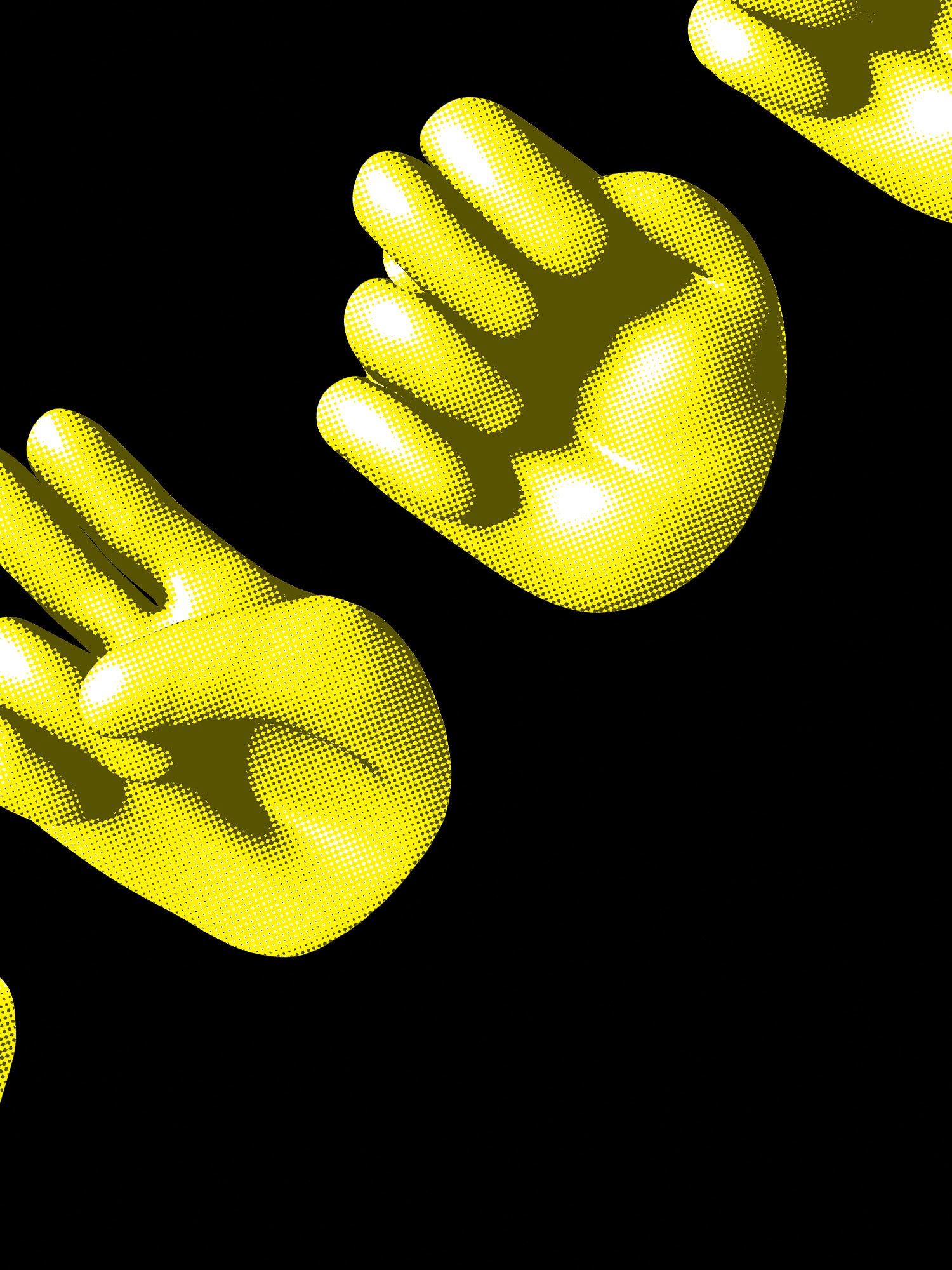 Yellow gloves on a black background