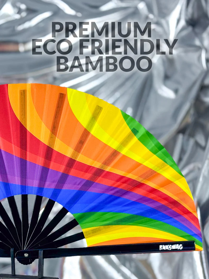 Colorful bamboo leaf with 'Premium Eco Friendly Bamboo' text and Fiskars logo.