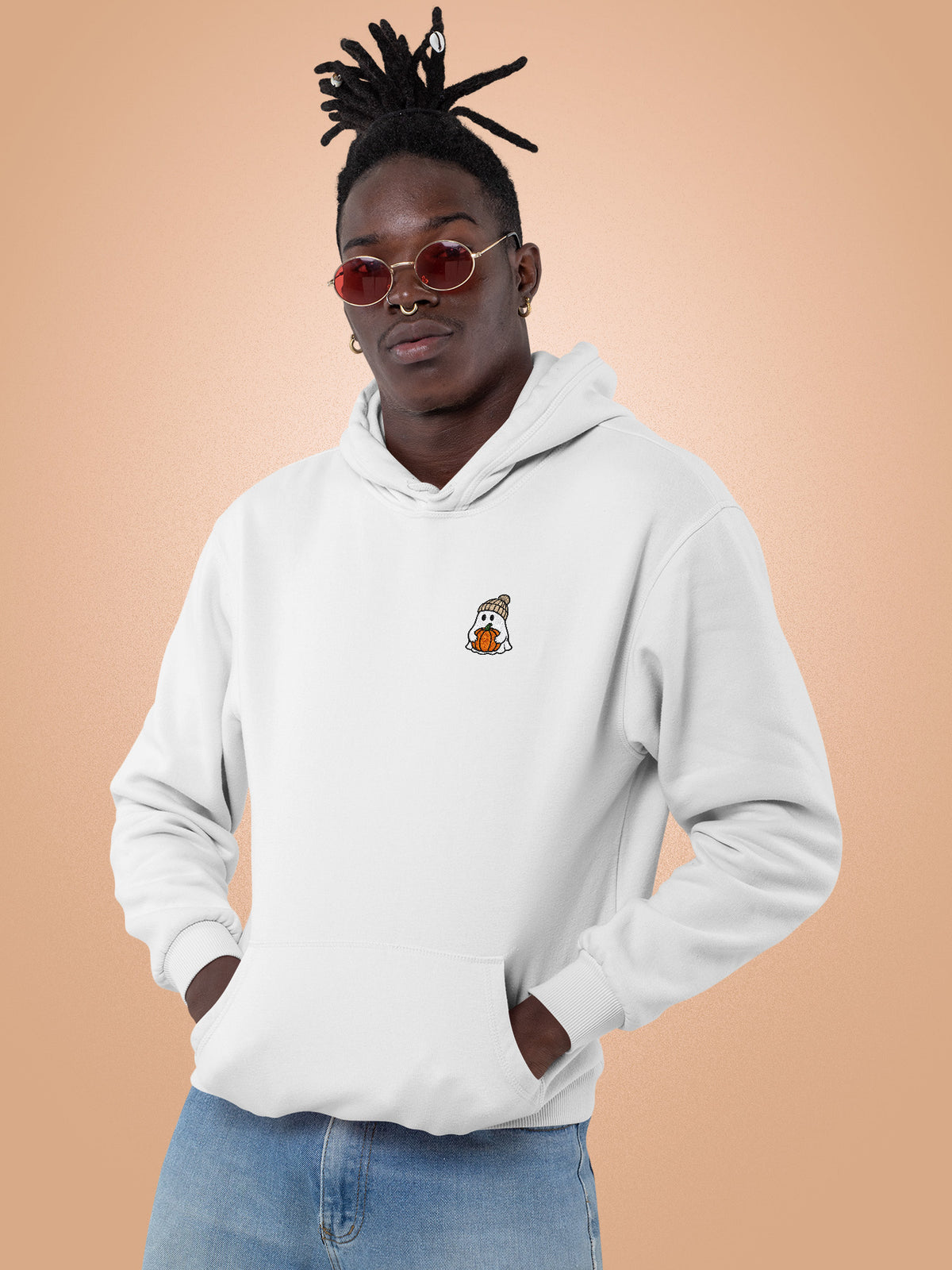 Pumpkin Ghost Embroidered Hoodie