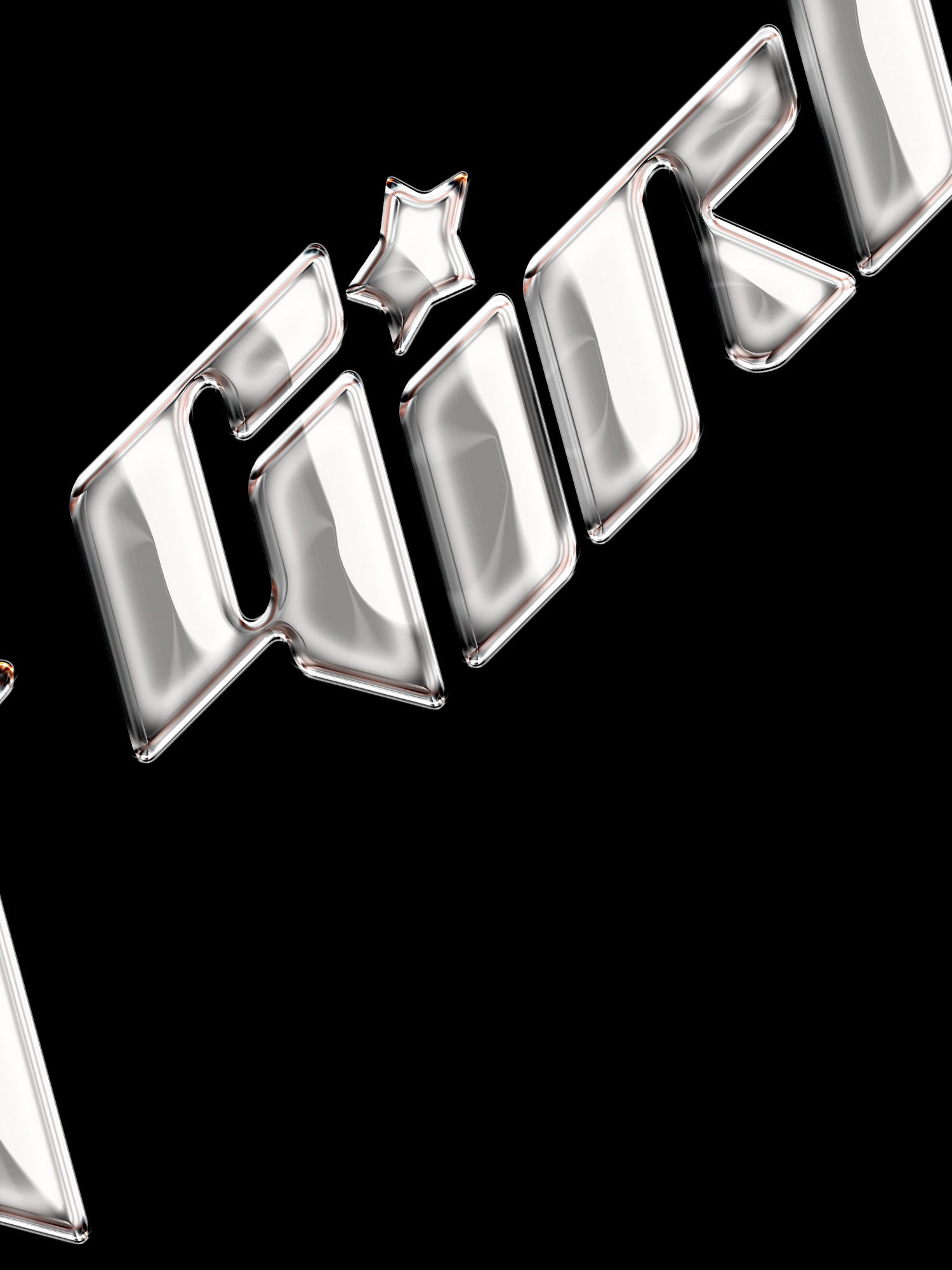 Metallic logo on a black background
