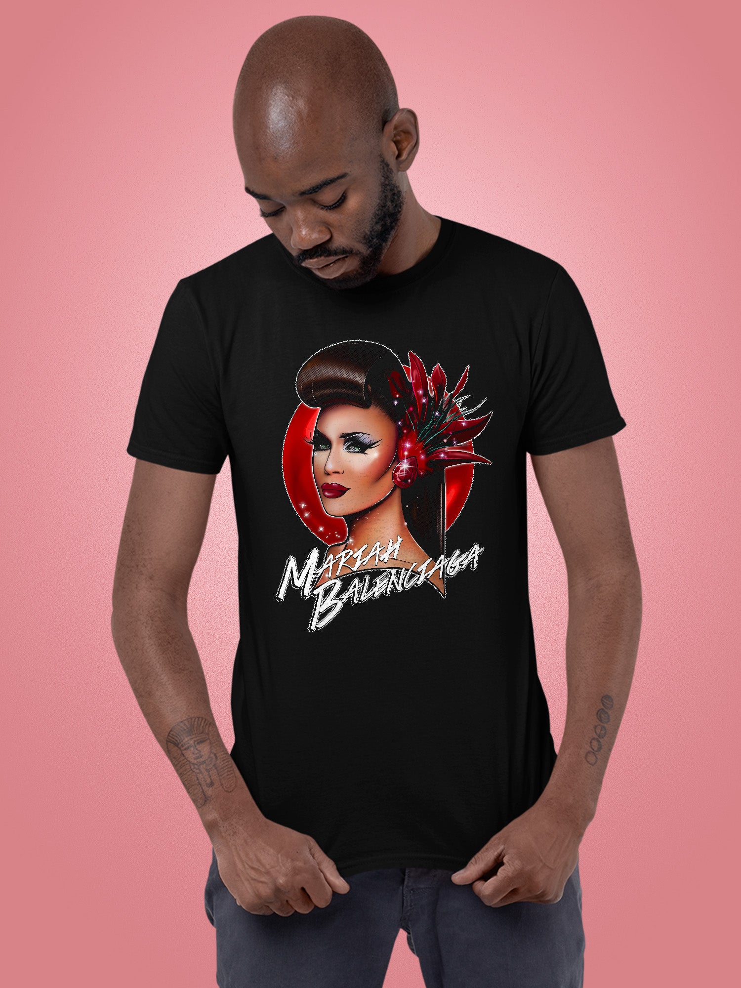 Mariah Balenciaga - Red Illustration T-Shirt