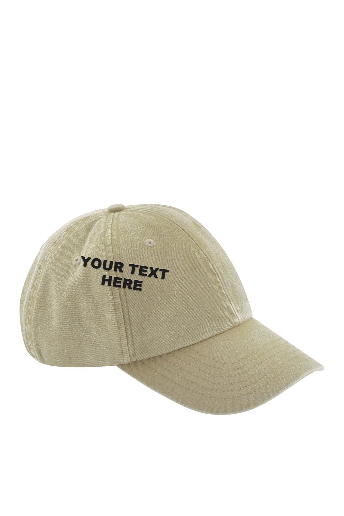 Personalised Embroidered Cap in Stone with your text on the front