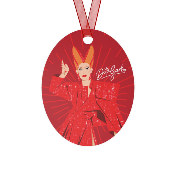 Dita Garbo - Metal Christmas Ornament