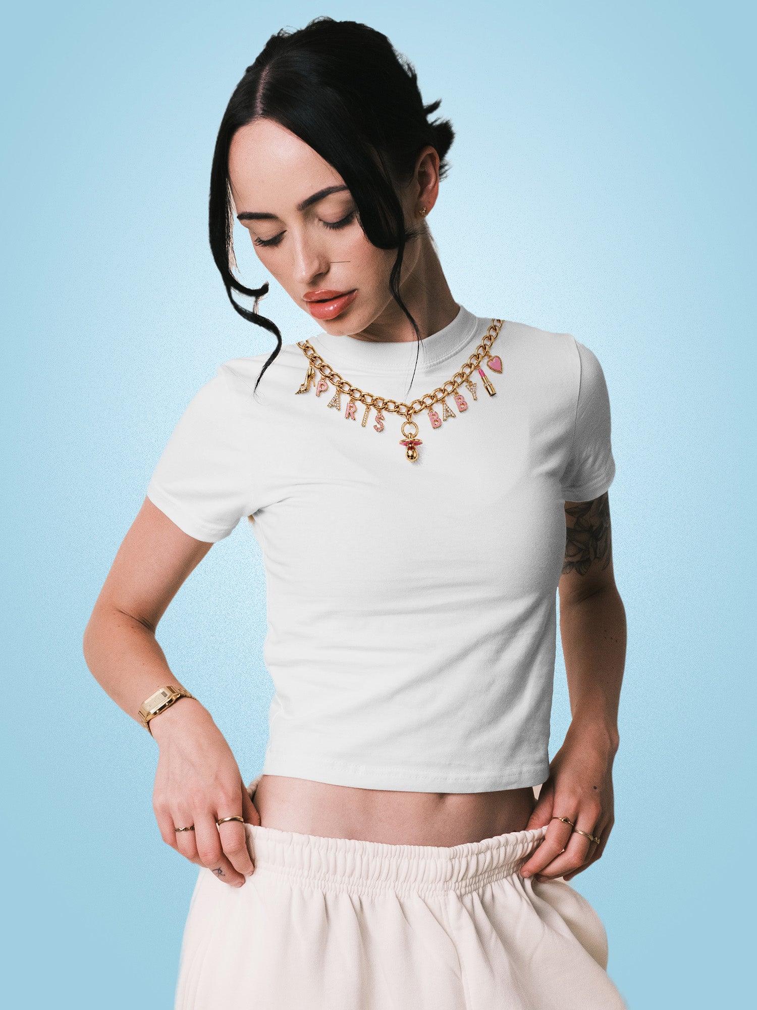 Paris Baby - Chain Cropped Baby Tee