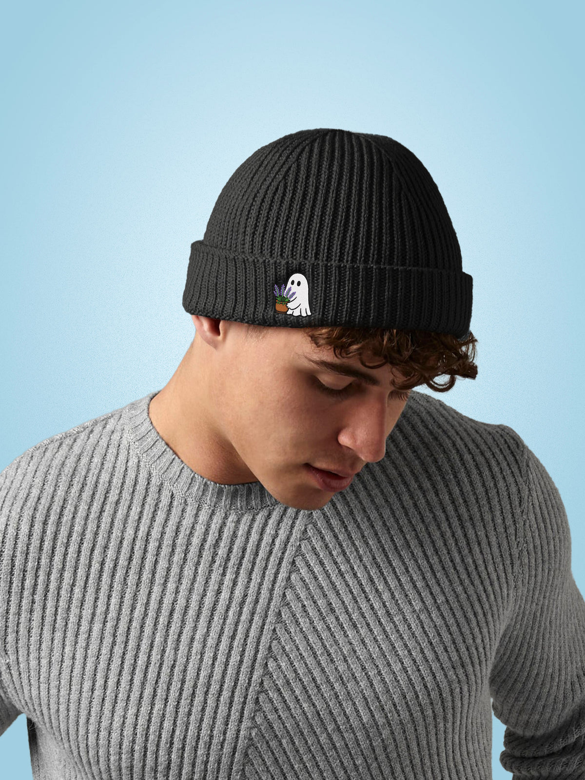 Lavender Ghost - Embroidered Beanie