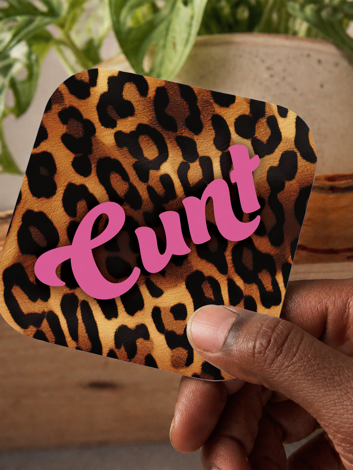 Cunt Leopard Print Coaster