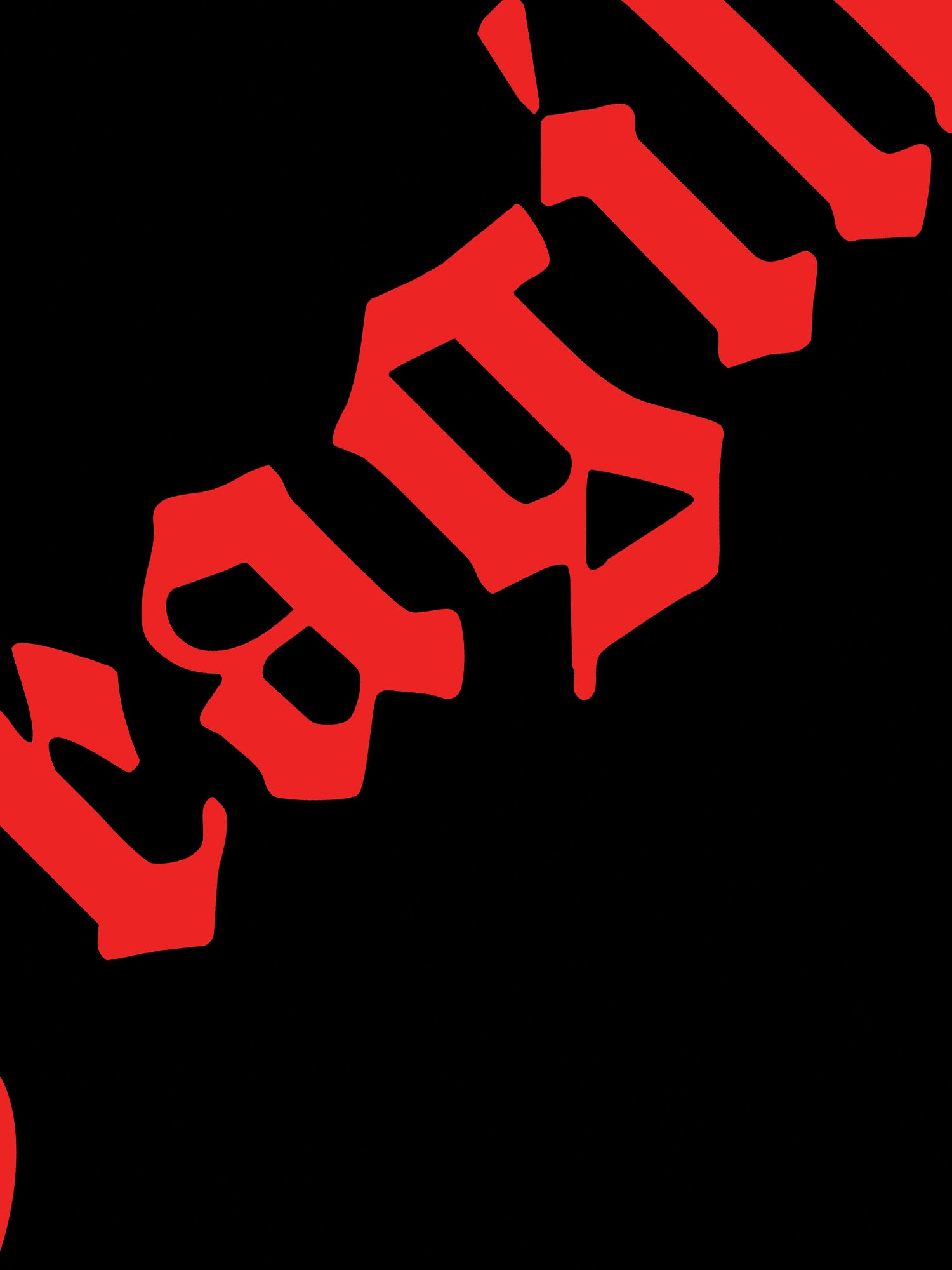 Red text on a black background