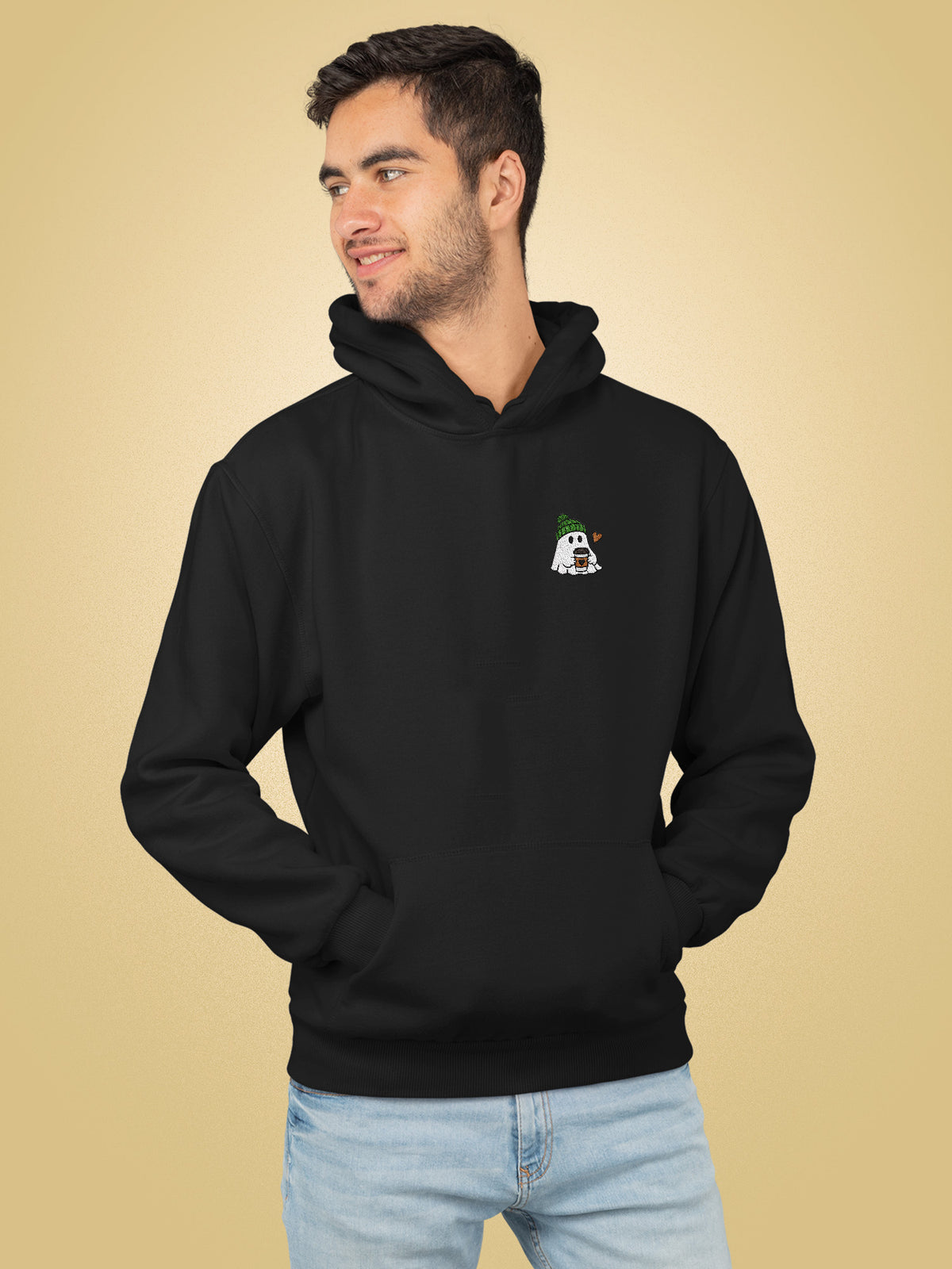 Latte Ghost Embroidered Hoodie