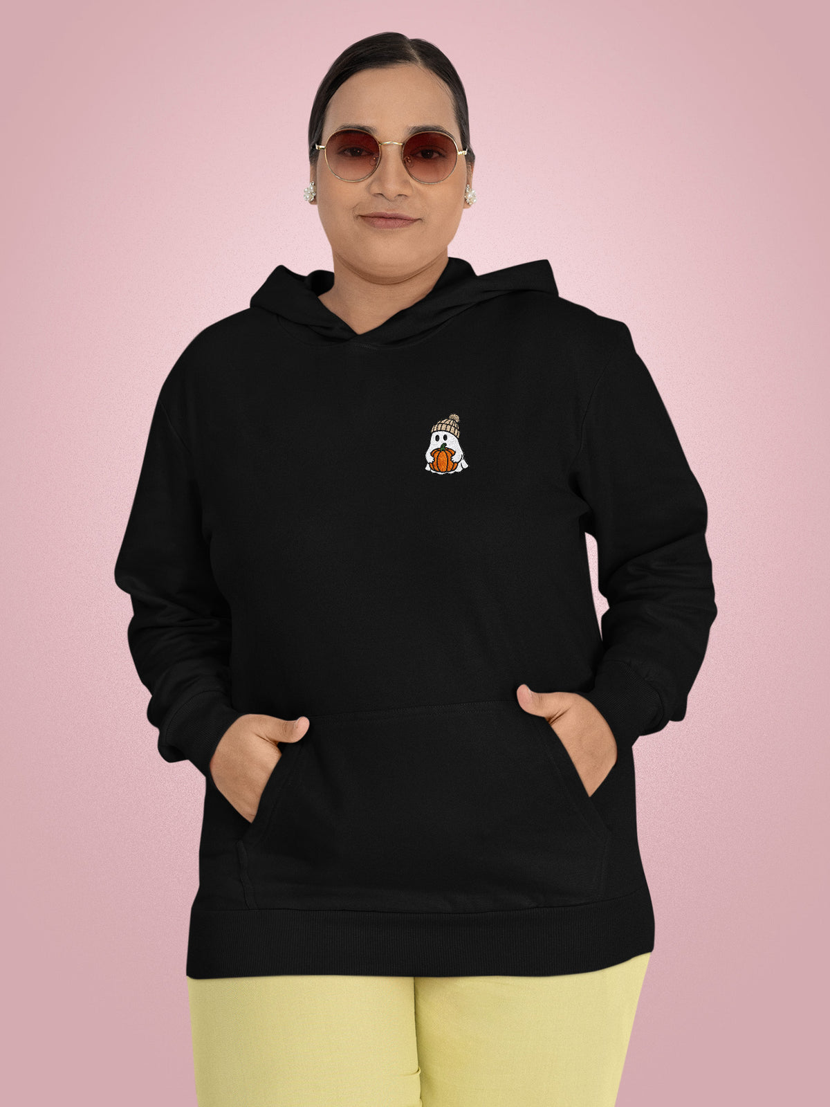 Pumpkin Ghost Embroidered Hoodie
