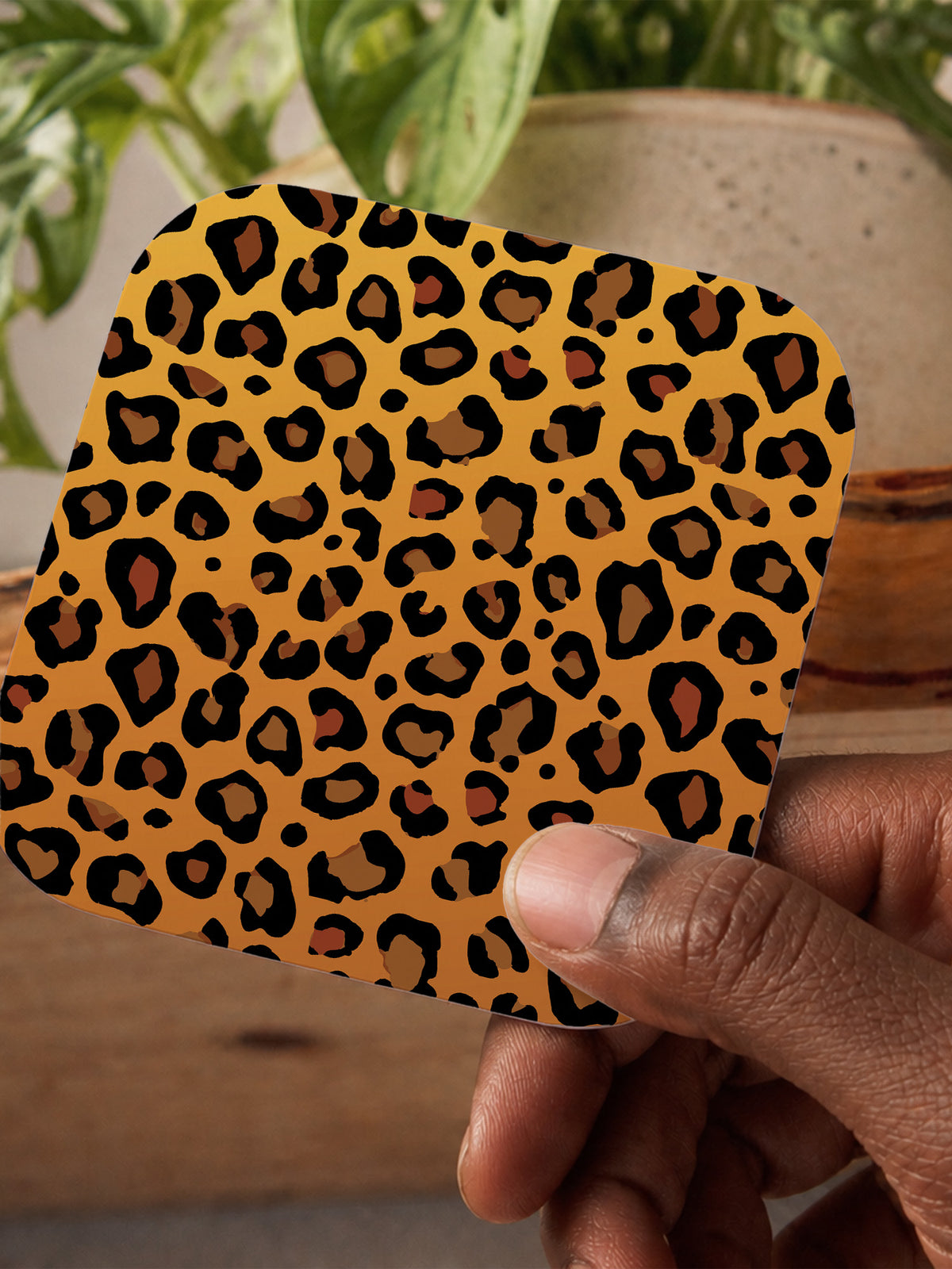 Leopard Print Brown Coaster