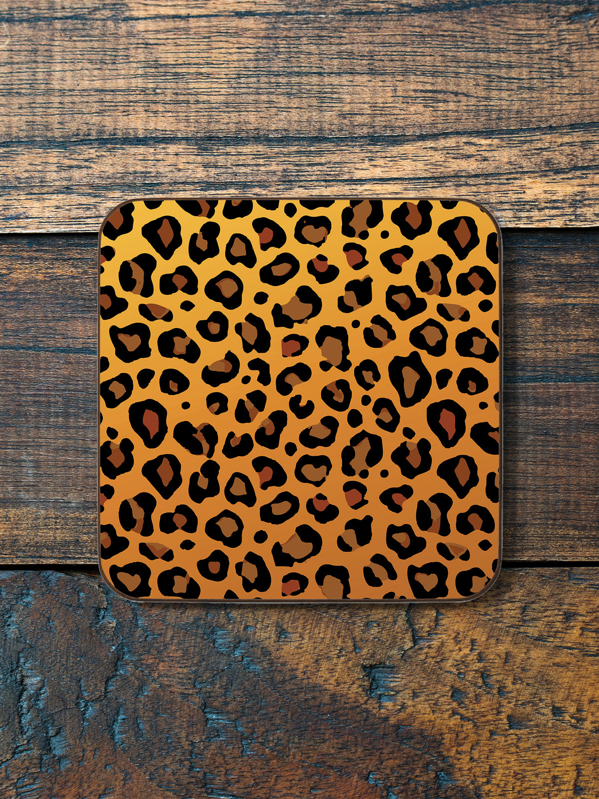 Leopard Print Brown Coaster
