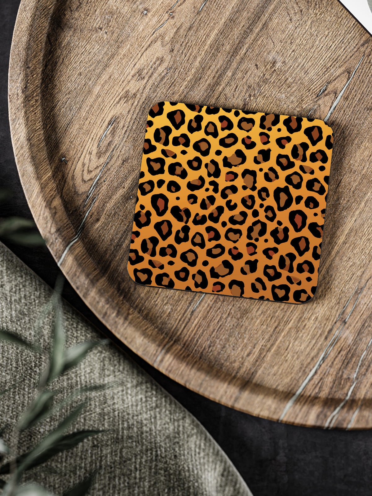 Leopard Print Brown Coaster