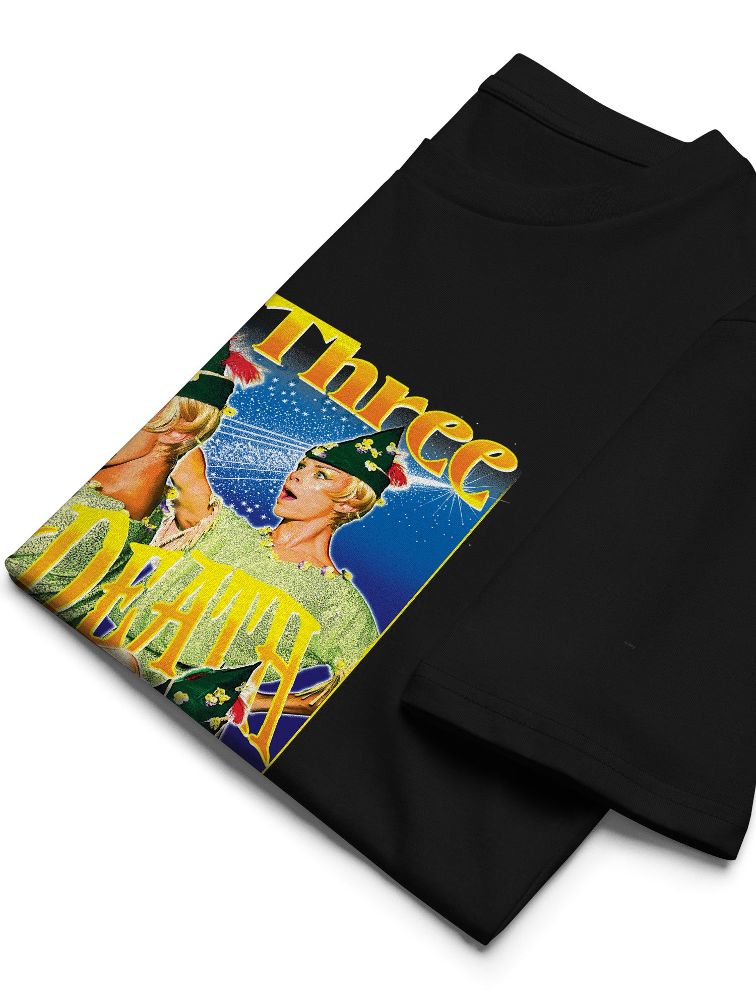 Black sweatshirt with a colorful graphic design on a white background. Paige Three from BBC RuPaul's Drag Race UK Season 7