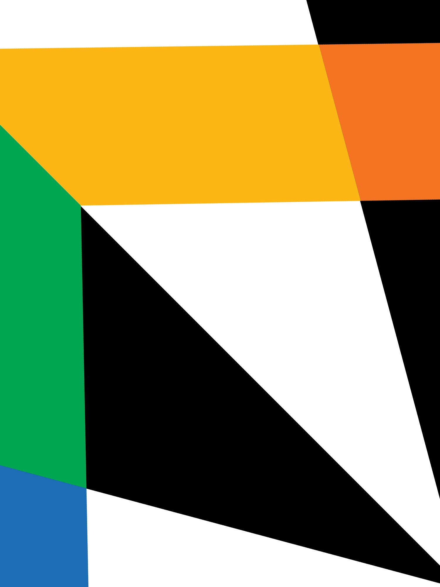 Geometric design with triangles in various colors on a white background