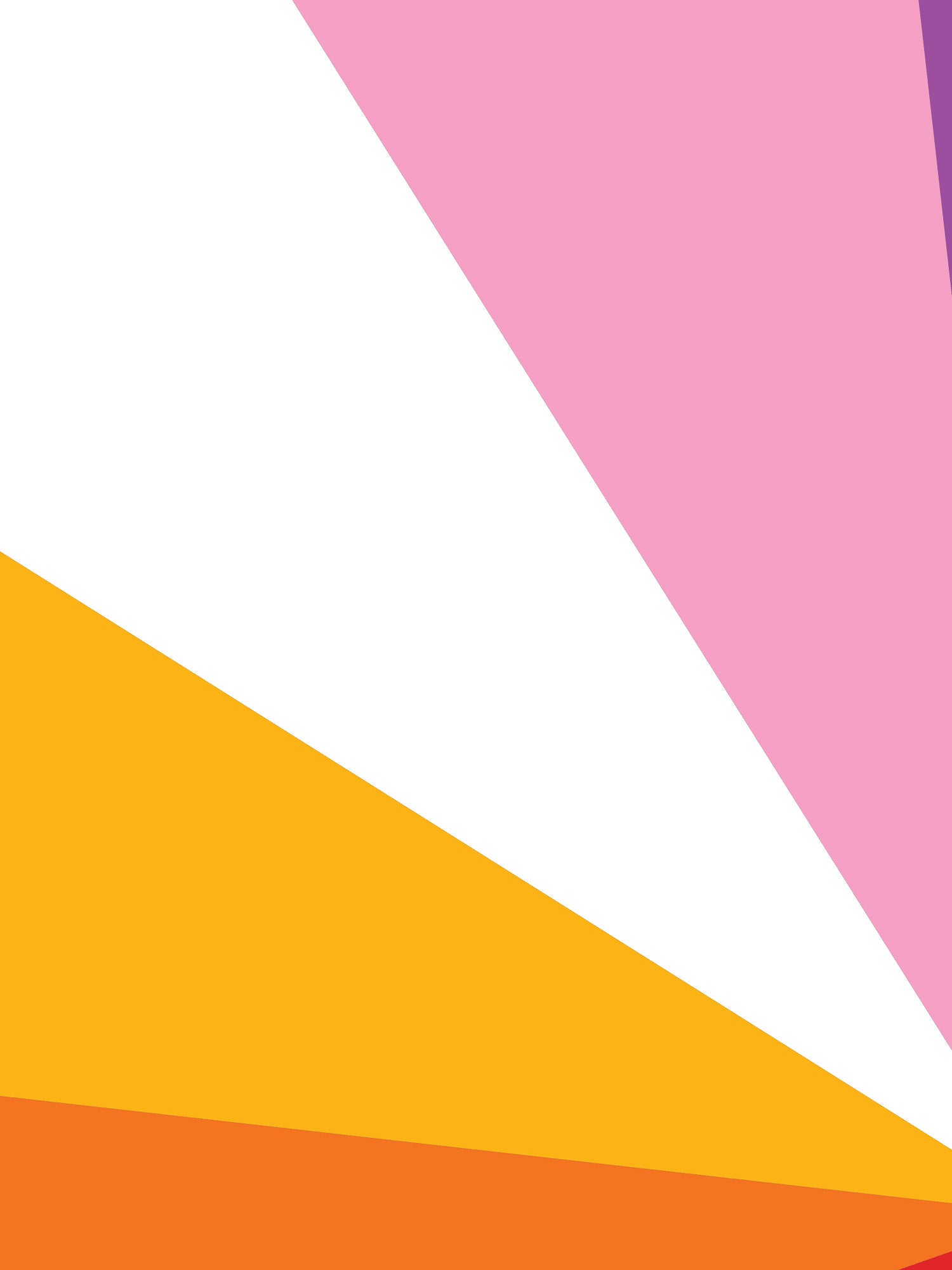 Colorful geometric pattern with triangles in pink, orange, and yellow on a white background
