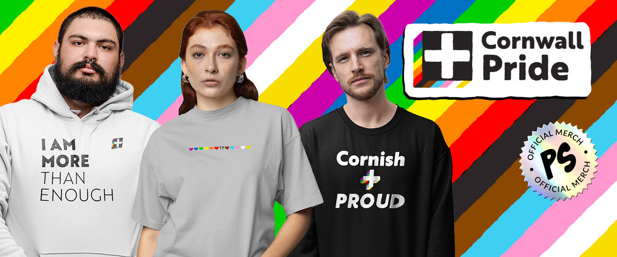 Models wearing official Cornwall Pride clothing from the Pinkswag collection