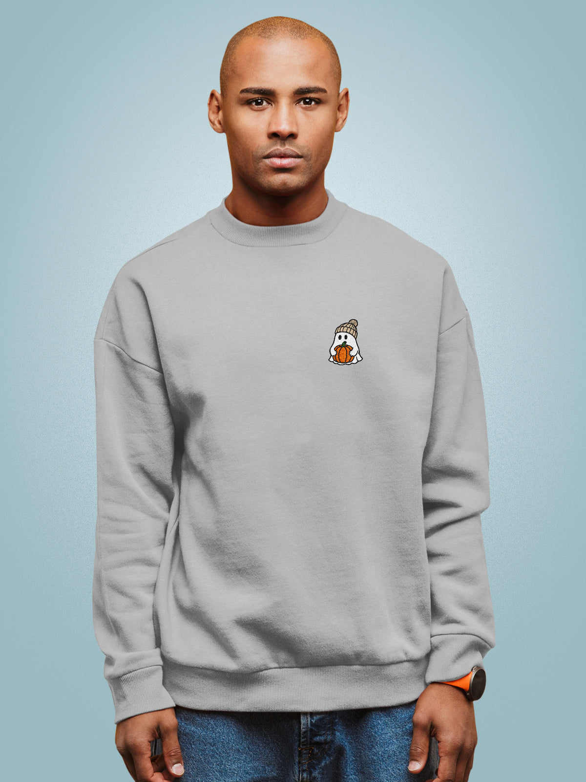 Pumpkin Ghost Embroidered Sweatshirt