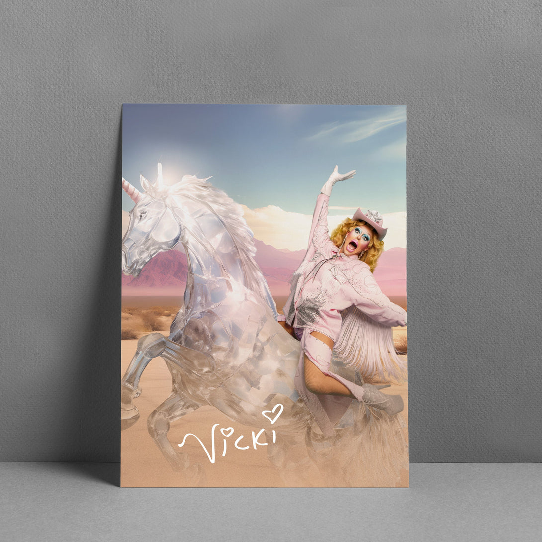 Vicki vivacious - Cowgirl Signed Print Pink Swag