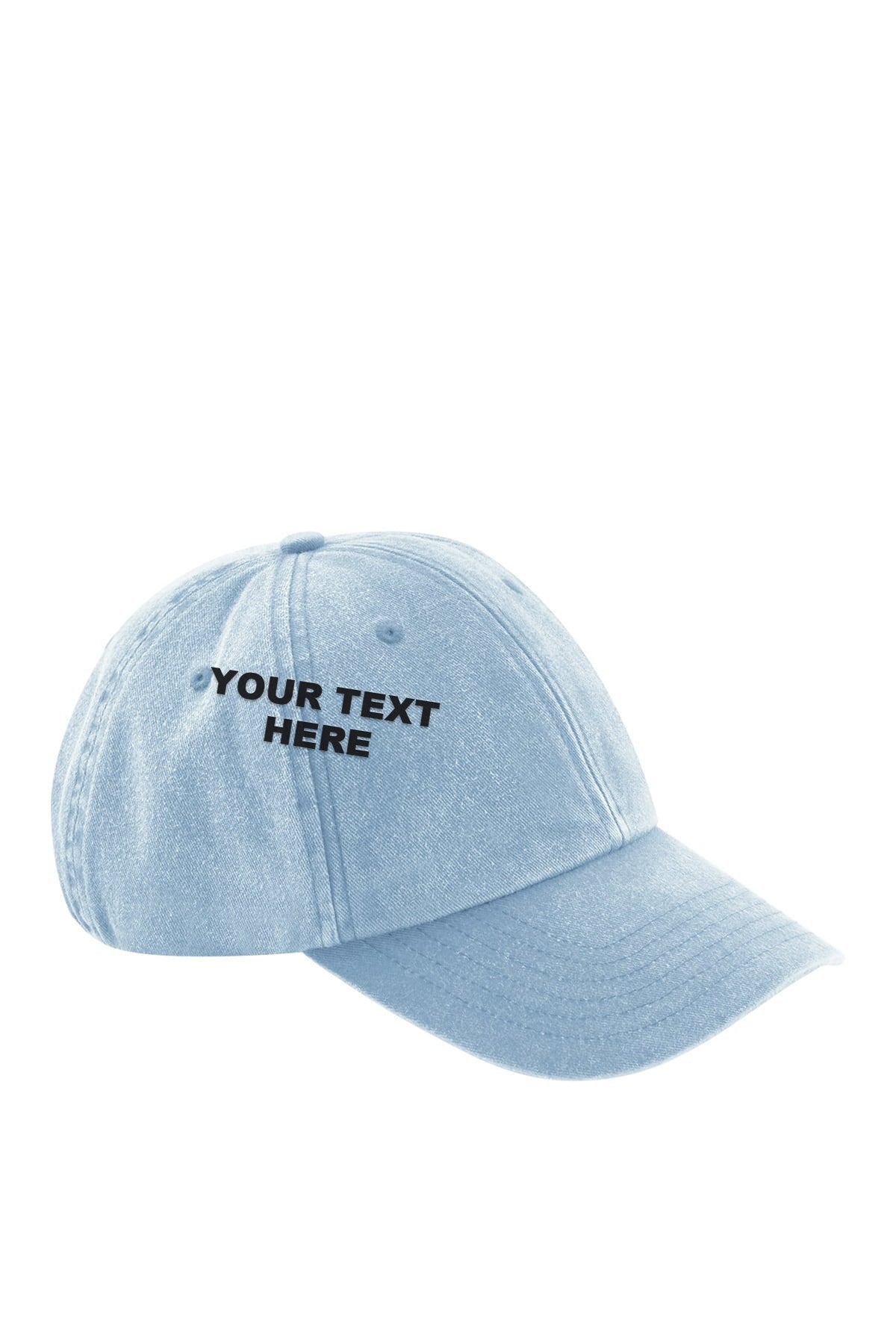 Personalised Embroidered Cap in Light Blue with your text on the front