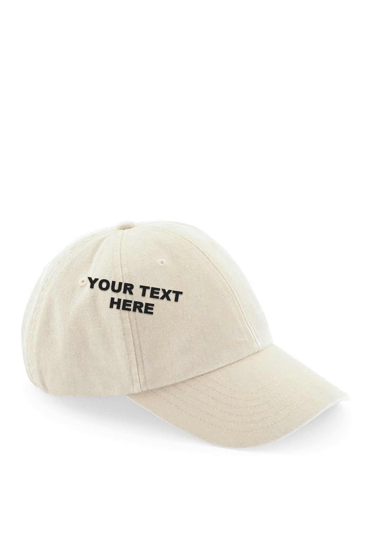 Personalised Embroidered Cap in Sand with your text on the front