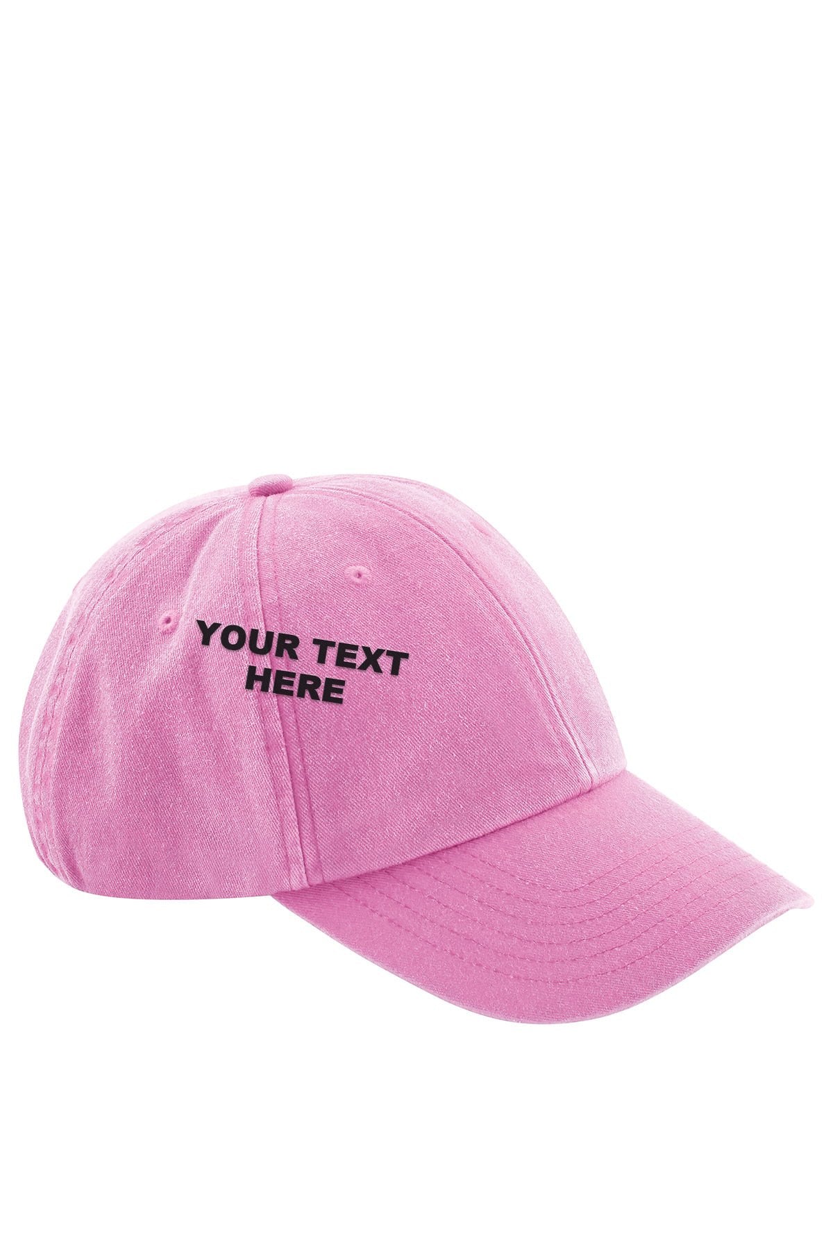 Personalised Embroidered Cap in True Pink with your text on the front