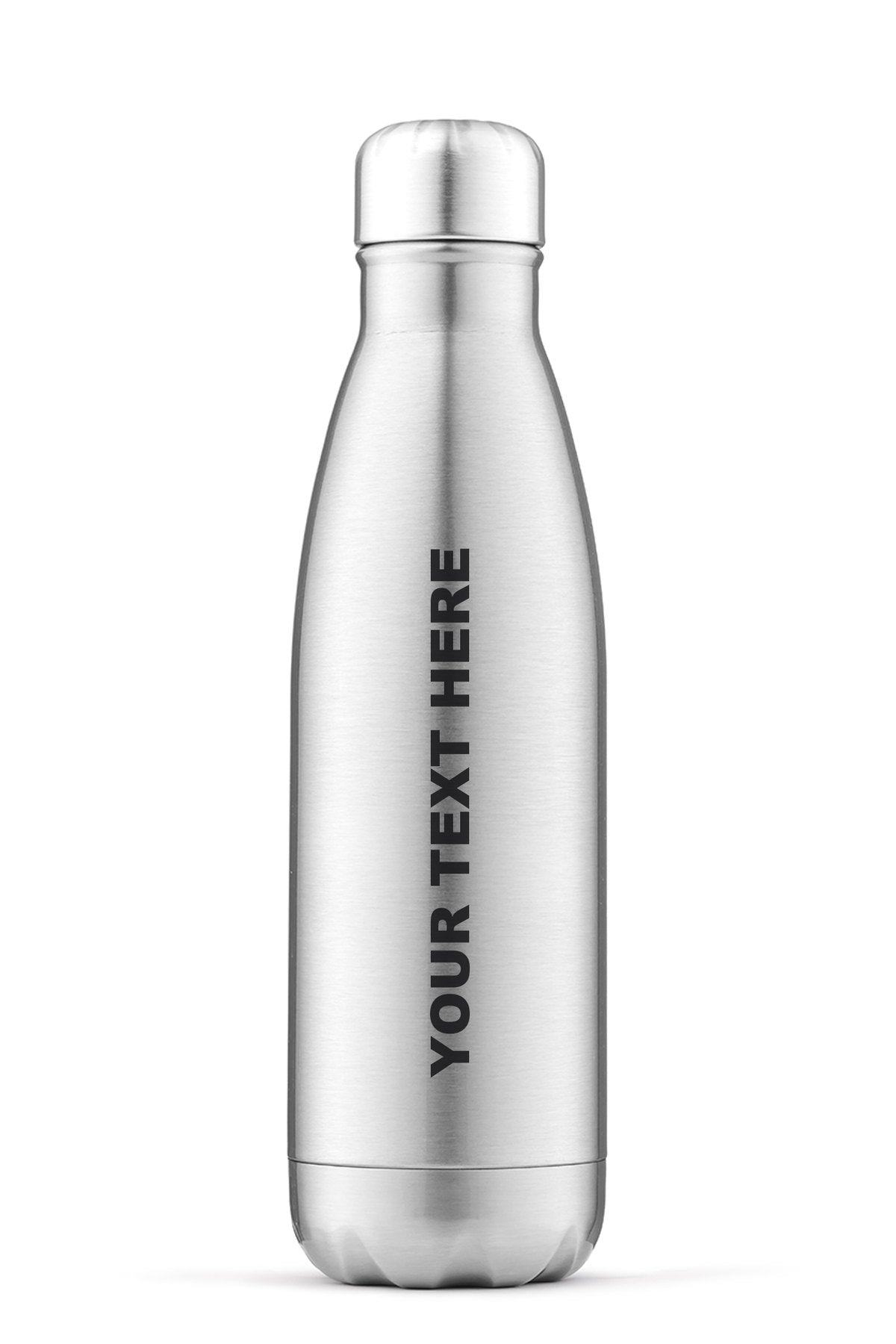 Personalised Water Bottle in Silver with your text on the side